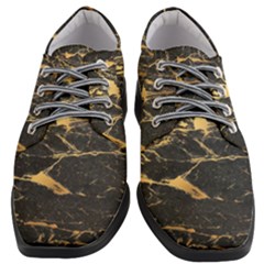 Black Marble Texture With Gold Veins Floor Background Print Luxuous Real Marble Women Heeled Oxford Shoes by genx