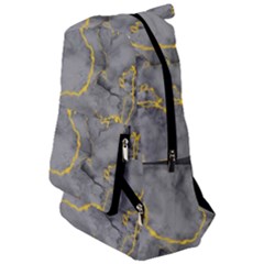 Marble Neon Retro Light Gray With Gold Yellow Veins Texture Floor Background Retro Neon 80s Style Neon Colors Print Luxuous Real Marble Travelers  Backpack by genx