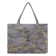 Marble Neon Retro Light Gray With Gold Yellow Veins Texture Floor Background Retro Neon 80s Style Neon Colors Print Luxuous Real Marble Medium Tote Bag by genx