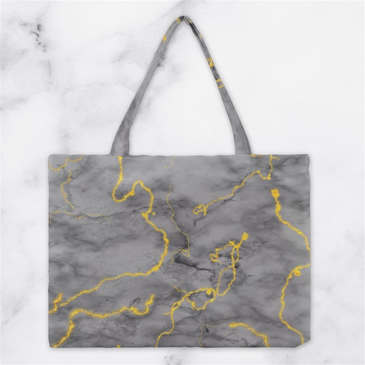 Marble neon retro light gray with gold yellow veins texture floor background retro neon 80s style neon colors print luxuous real marble Medium Tote Bag