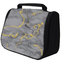 Marble Neon Retro Light Gray With Gold Yellow Veins Texture Floor Background Retro Neon 80s Style Neon Colors Print Luxuous Real Marble Full Print Travel Pouch (big) by genx