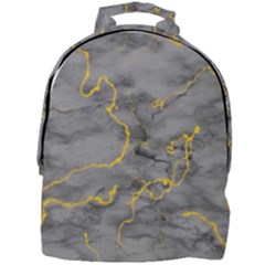 Marble Neon Retro Light Gray With Gold Yellow Veins Texture Floor Background Retro Neon 80s Style Neon Colors Print Luxuous Real Marble Mini Full Print Backpack by genx