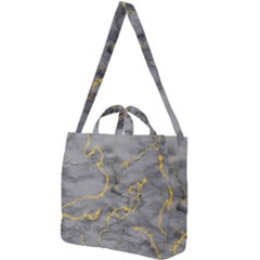 Marble Neon Retro Light Gray With Gold Yellow Veins Texture Floor Background Retro Neon 80s Style Neon Colors Print Luxuous Real Marble Square Shoulder Tote Bag by genx