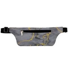 Marble Neon Retro Light Gray With Gold Yellow Veins Texture Floor Background Retro Neon 80s Style Neon Colors Print Luxuous Real Marble Active Waist Bag by genx