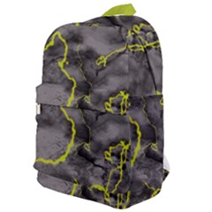 Marble Light Gray With Green Lime Veins Texture Floor Background Retro Neon 80s Style Neon Colors Print Luxuous Real Marble Classic Backpack by genx