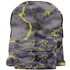 Marble Light Gray With Green Lime Veins Texture Floor Background Retro Neon 80s Style Neon Colors Print Luxuous Real Marble Giant Full Print Backpack by genx