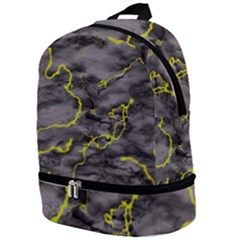 Marble Light Gray With Green Lime Veins Texture Floor Background Retro Neon 80s Style Neon Colors Print Luxuous Real Marble Zip Bottom Backpack by genx