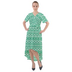 Pattern Green Front Wrap High Low Dress by Mariart