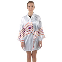 Music Notes Clef Sound Long Sleeve Satin Kimono by HermanTelo