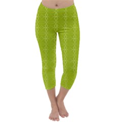 Background Texture Pattern Green Capri Winter Leggings  by HermanTelo