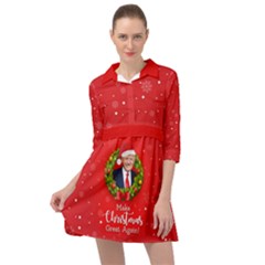 Make Christmas Great Again With Trump Face Maga Mini Skater Shirt Dress by snek