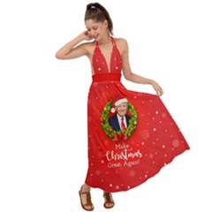 Make Christmas Great Again With Trump Face Maga Backless Maxi Beach Dress by snek