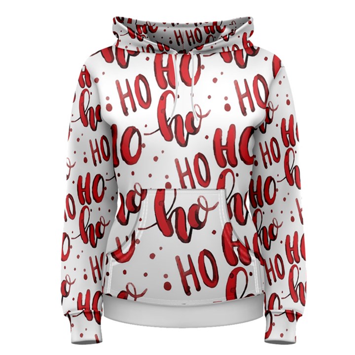 Christmas Watercolor hohoho red handdrawn holiday organic and naive pattern Women s Pullover Hoodie