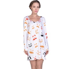 Pumpkin Faces Pattern Long Sleeve Nightdress by Sobalvarro