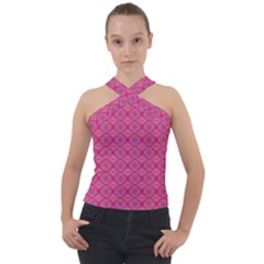 Background Texture Pattern Mandala Cross Neck Velour Top by HermanTelo