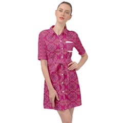 Background Texture Pattern Mandala Belted Shirt Dress by HermanTelo