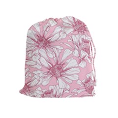 Pink Flowers Drawstring Pouch (xl) by Sobalvarro