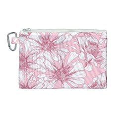 Pink Flowers Canvas Cosmetic Bag (large) by Sobalvarro