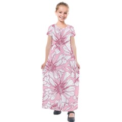 Pink Flowers Kids  Short Sleeve Maxi Dress by Sobalvarro