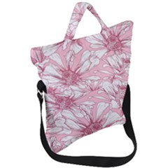 Pink Flowers Fold Over Handle Tote Bag by Sobalvarro