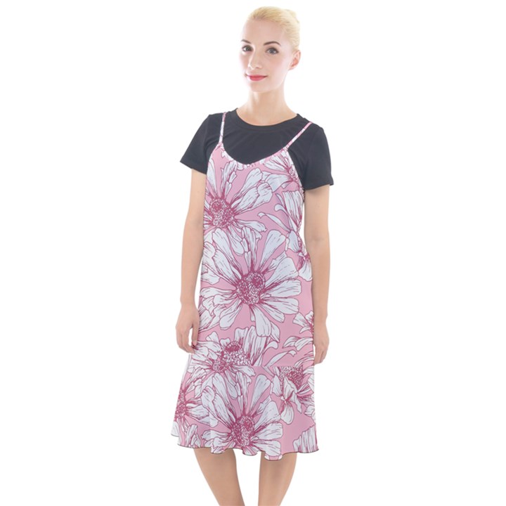 Pink flowers Camis Fishtail Dress