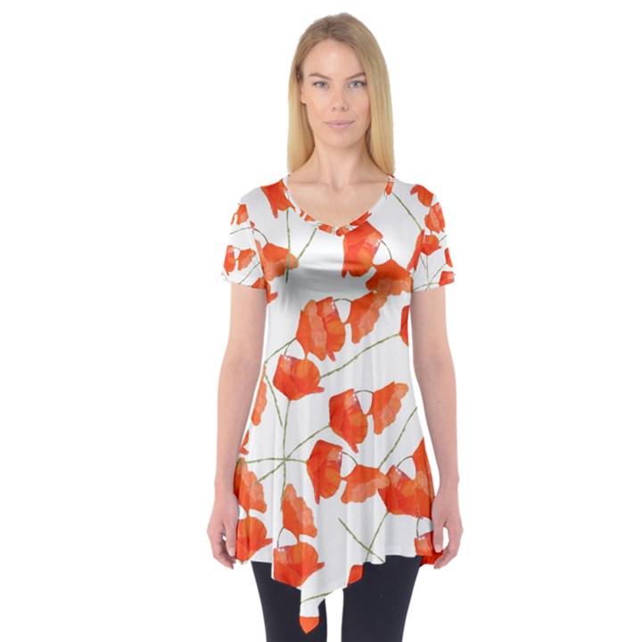 Pattern Coquelicots  Short Sleeve Tunic 