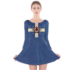 Quebec Flag Drapeau Québec Patriote Carillon Sacré-coeur Christian Catholic Old Vintage With Fleurs De Lys Long Sleeve Velvet Skater Dress by Quebec