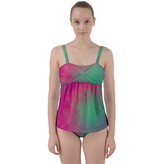 Effet Galaxy Rose/vert Twist Front Tankini Set by kcreatif