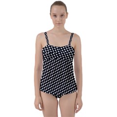 Formes Carreaux Blanc/noir Twist Front Tankini Set by kcreatif