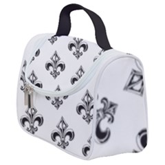 French France Fleur De Lys Metal Pattern Black And White Antique Vintage Satchel Handbag by Quebec