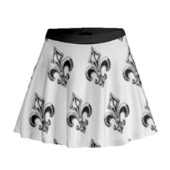 French France Fleur De Lys Metal Pattern Black And White Antique Vintage Mini Flare Skirt by Quebec