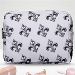 French France Fleur De Lys Metal Pattern Black And White Antique Vintage Make Up Pouch (large) by Quebec