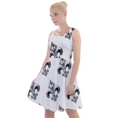 French France Fleur De Lys Metal Pattern Black And White Antique Vintage Knee Length Skater Dress by Quebec