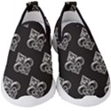 French France Fleur De Lys Metal Pattern black and white antique vintage black rocker Kids  Slip On Sneakers View1