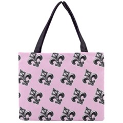 French France Fleur De Lys Metal Pattern Black And White Antique Vintage Pink And Black Rocker Mini Tote Bag by Quebec