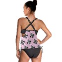 French France Fleur De Lys Metal Pattern black and white antique vintage pink and black rocker Tankini Set View2