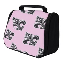 French France Fleur De Lys Metal Pattern Black And White Antique Vintage Pink And Black Rocker Full Print Travel Pouch (small) by Quebec