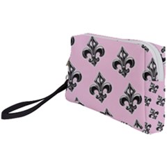 French France Fleur De Lys Metal Pattern Black And White Antique Vintage Pink And Black Rocker Wristlet Pouch Bag (small) by Quebec