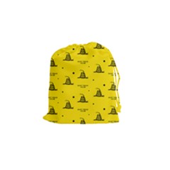 Gadsden Flag Don t Tread On Me Yellow And Black Pattern With American Stars Drawstring Pouch (small) by snek