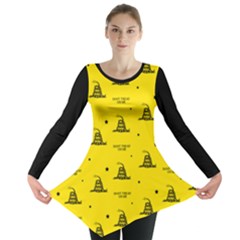 Gadsden Flag Don t Tread On Me Yellow And Black Pattern With American Stars Long Sleeve Tunic  by snek