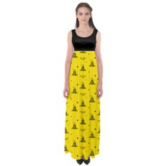 Gadsden Flag Don t Tread On Me Yellow And Black Pattern With American Stars Empire Waist Maxi Dress by snek