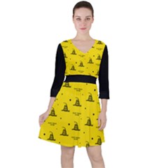 Gadsden Flag Don t Tread On Me Yellow And Black Pattern With American Stars Ruffle Dress by snek