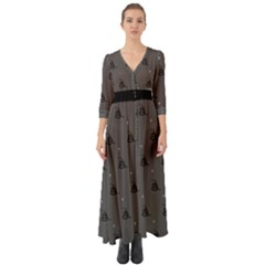 Gadsden Flag Don t Tread On Me Black And Gray Snake And Metal Gothic Crosses Button Up Boho Maxi Dress by snek