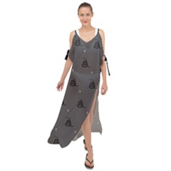 Gadsden Flag Don t Tread On Me Black And Gray Snake And Metal Gothic Crosses Maxi Chiffon Cover Up Dress by snek