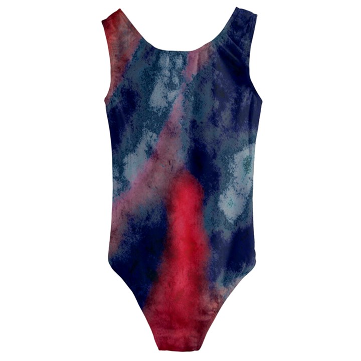 Dégradé Bleu foncé/Rouge Kids  Cut-Out Back One Piece Swimsuit