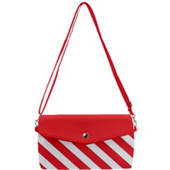 Candy Cane Red White Line Stripes Pattern Peppermint Christmas Delicious Design Removable Strap Clutch Bag by genx