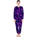 Retrowave Aesthetic vaporwave retro memphis pattern 80s design geometric shapes futurist purple pink blue neon light OnePiece Jumpsuit (Ladies)  View1