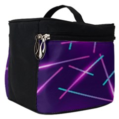 Retrowave Aesthetic Vaporwave Retro Memphis Pattern 80s Design Geometric Shapes Futurist Purple Pink Blue Neon Light Make Up Travel Bag (small) by genx