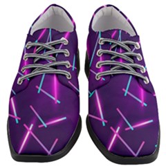 Retrowave Aesthetic Vaporwave Retro Memphis Pattern 80s Design Geometric Shapes Futurist Purple Pink Blue Neon Light Women Heeled Oxford Shoes by genx