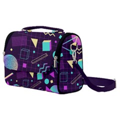 Retrowave Aesthetic Vaporwave Retro Memphis Pattern 80s Design 3d Geometric Shapes Satchel Shoulder Bag by genx